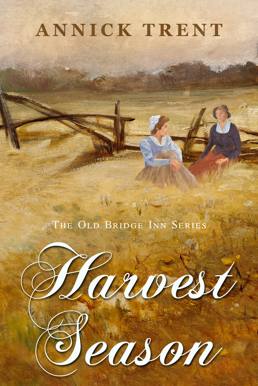 book cover of Harvest; two women in late 18th century dress sitting in a field